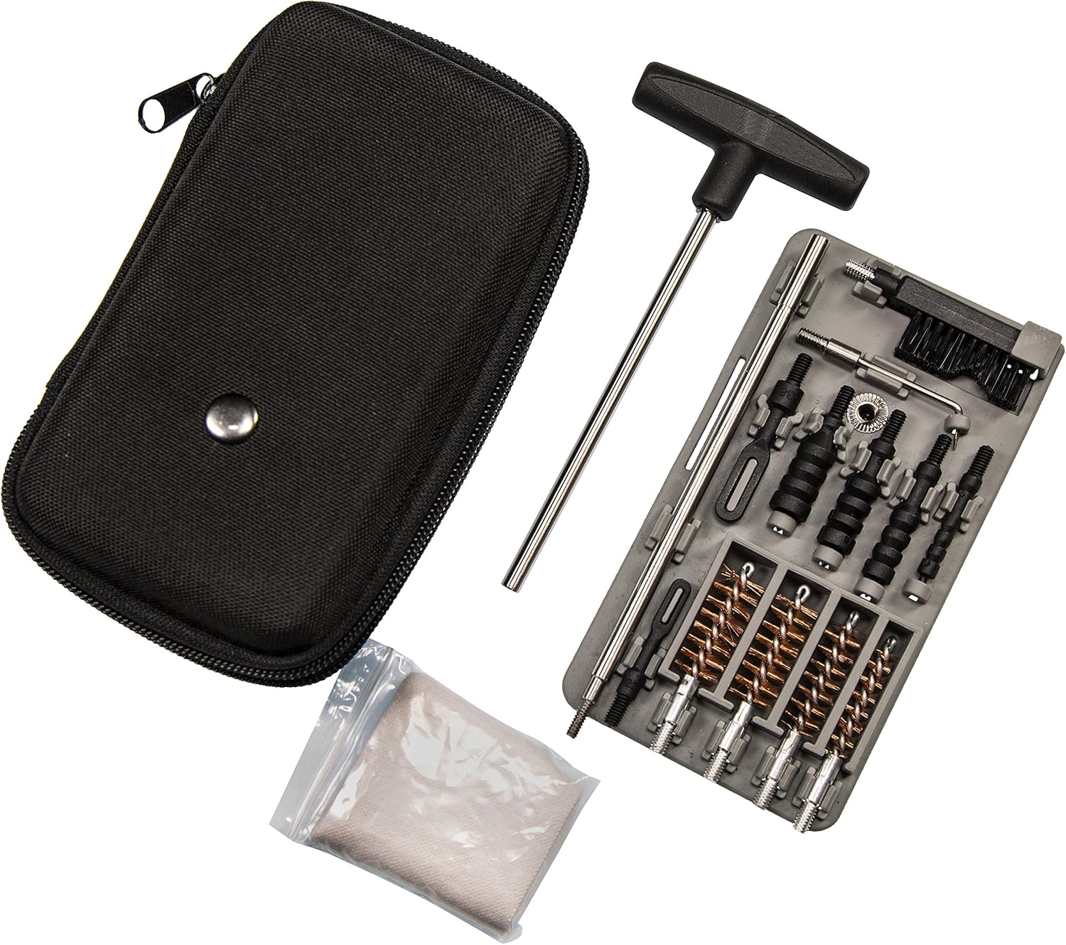 Tipton Kit de limpieza de pistola compacto para pistolas calibre 0.354 in, 0.394 in, .22, .357, .38, .40 y .45 con estuche de almacenamiento,