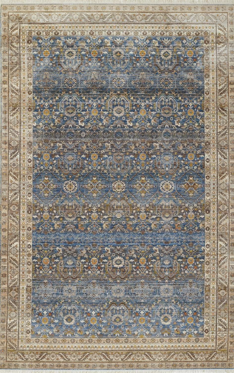 Momeni Izmir – Alfombra de poliéster con respaldo de algodón, azul, 2 pies 6 pulgadas x 8 pies
