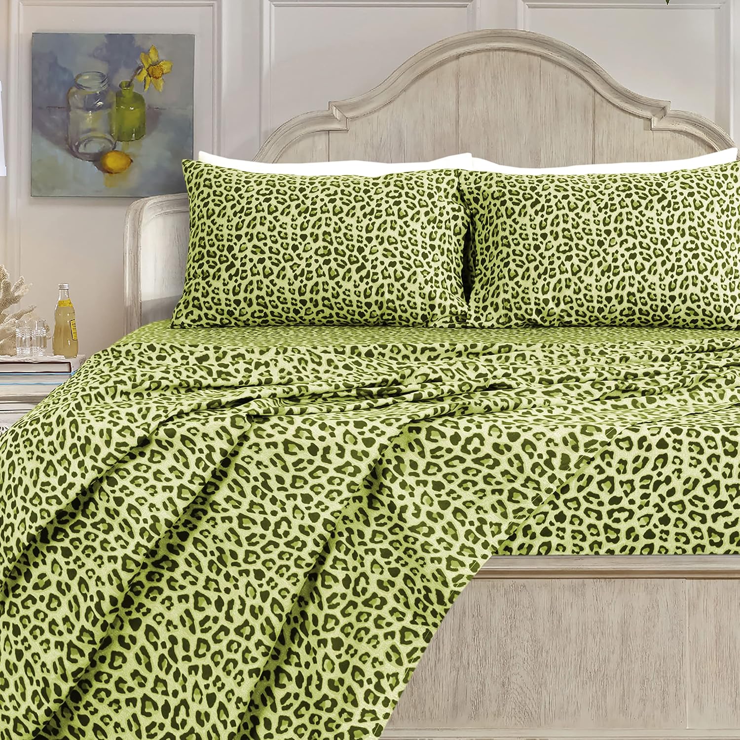 Sábanas 100% algodón percal suave y refrescante para cama matrimonial, sábanas transpirables y duraderas, sábanas de tamaño matrimonial de 16
