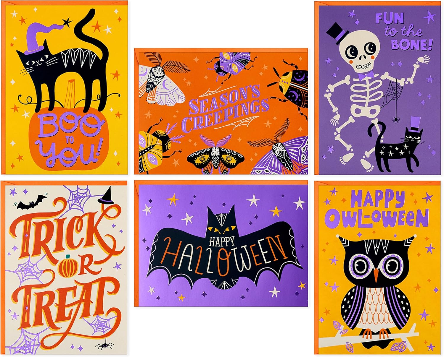 Hallmark Surtido de tarjetas de Halloween, Seas’s Creepings (24 tarjetas con sobres)