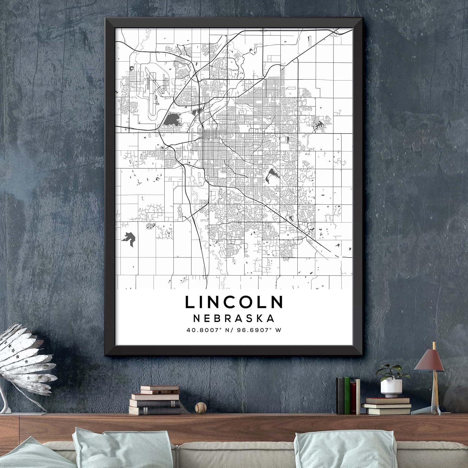 Mapa de Lincoln, Nebraska, Light 2 (8×10)