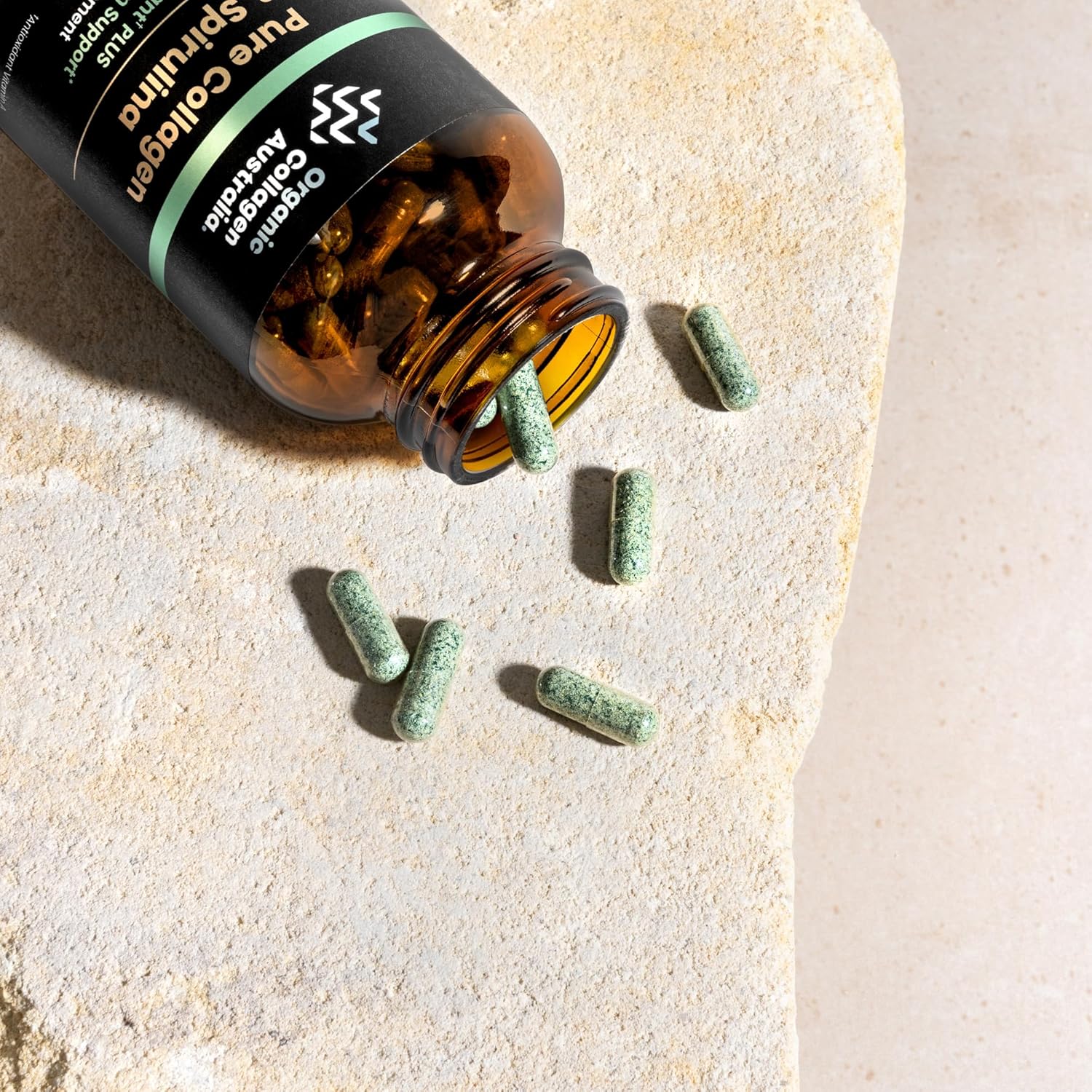 Cápsulas de colágeno puro y espirulina para la energía y la salud de la piel, 120 unidades