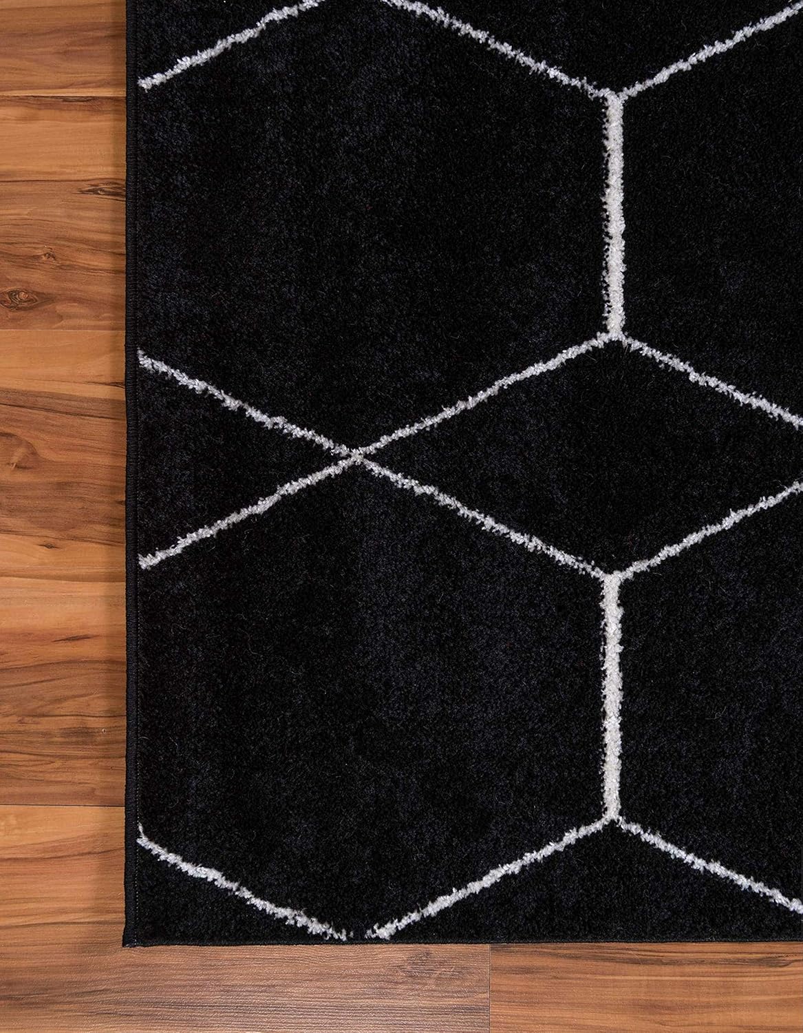 Unique Loom – Alfombra con diseño geométrico, colección Trellis Frieze (4 pies y 1 pulgada x 6 pies y 1 pulgada, negromarfil)