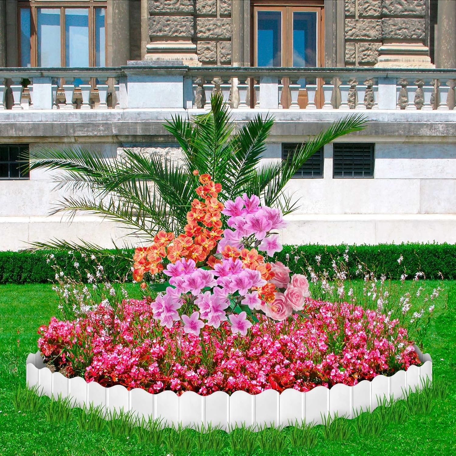 Borde de borde de jardín, 20 piezas de bordes decorativos para valla de jardín, bordes de borde de paisaje de jardín, borde flexible para cama de