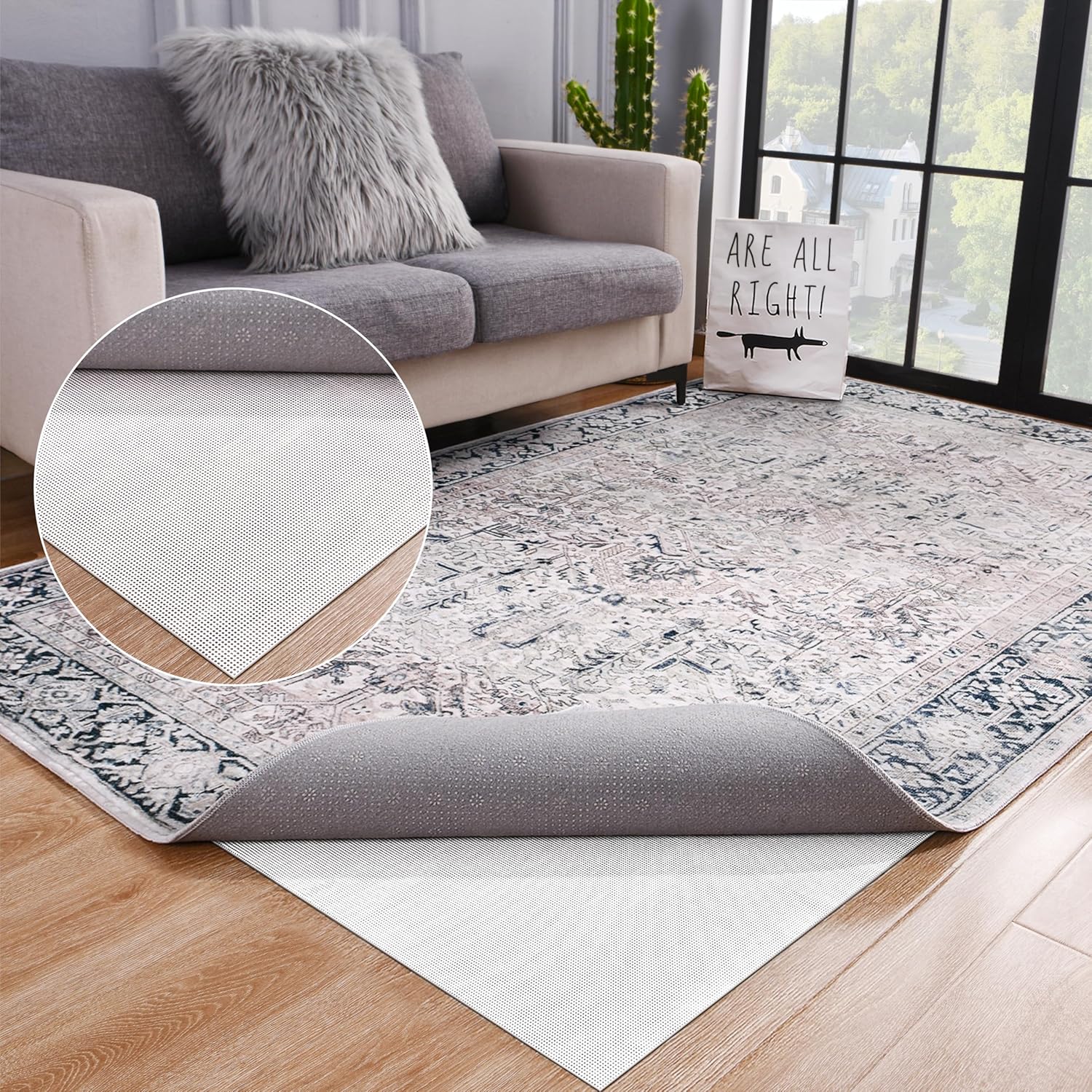 Almohadilla antideslizante de 2 x 8 pies, almohadillas extra fuertes para cualquier suelo de superficie dura, agarre de alfombra ultra grueso para
