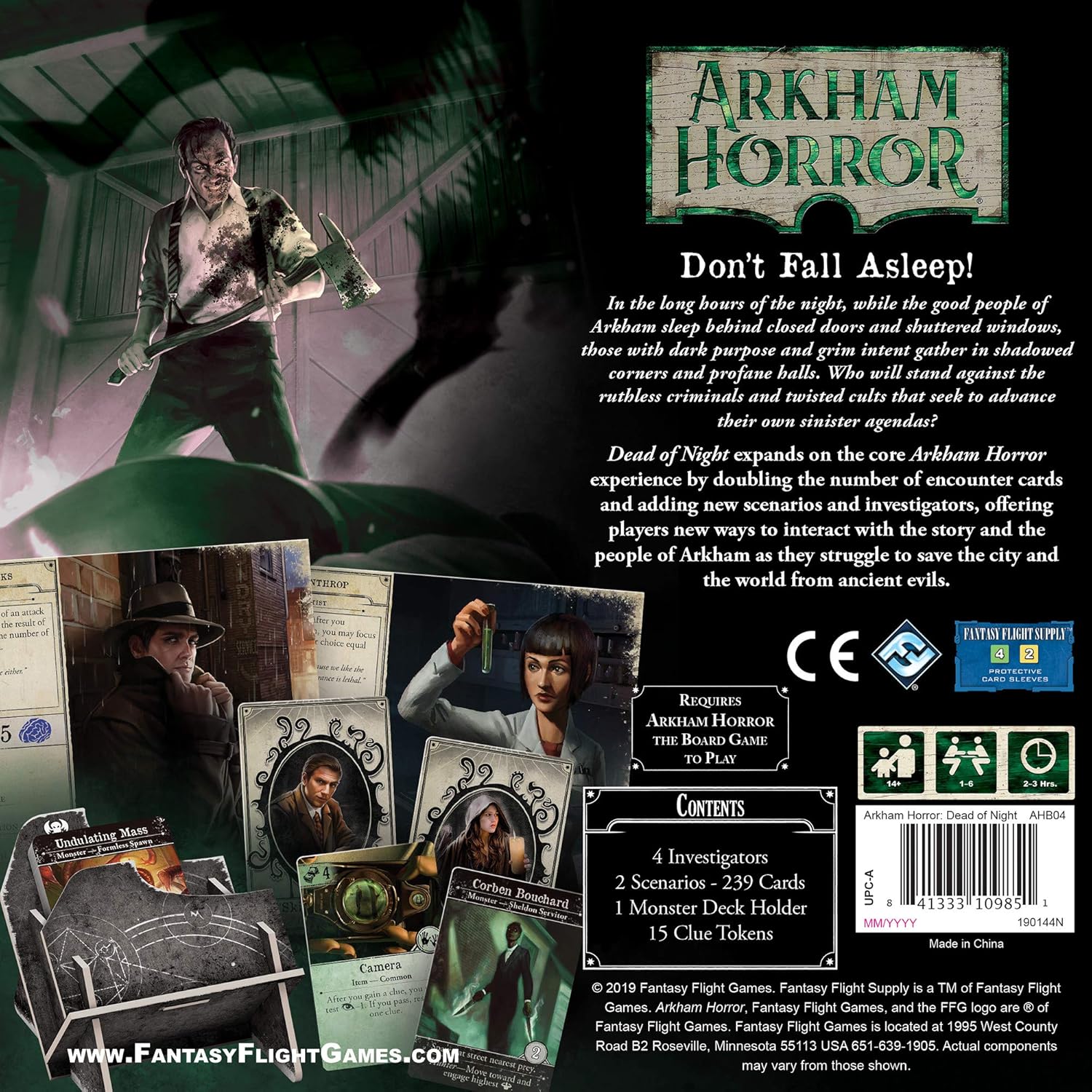 Arkham Horror The Dead of Night – Expansión del juego de mesa – Nuevos escenarios, investigadores y horrores. Juego de misterio cooperativo, a