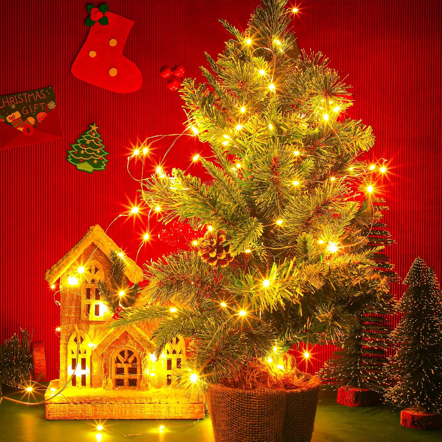 Macarrie Guirnalda de luces USB de 33 pies con 100 luces LED alimentadas para interiores y exteriores, boda, fiesta, árbol, hogar, festival,