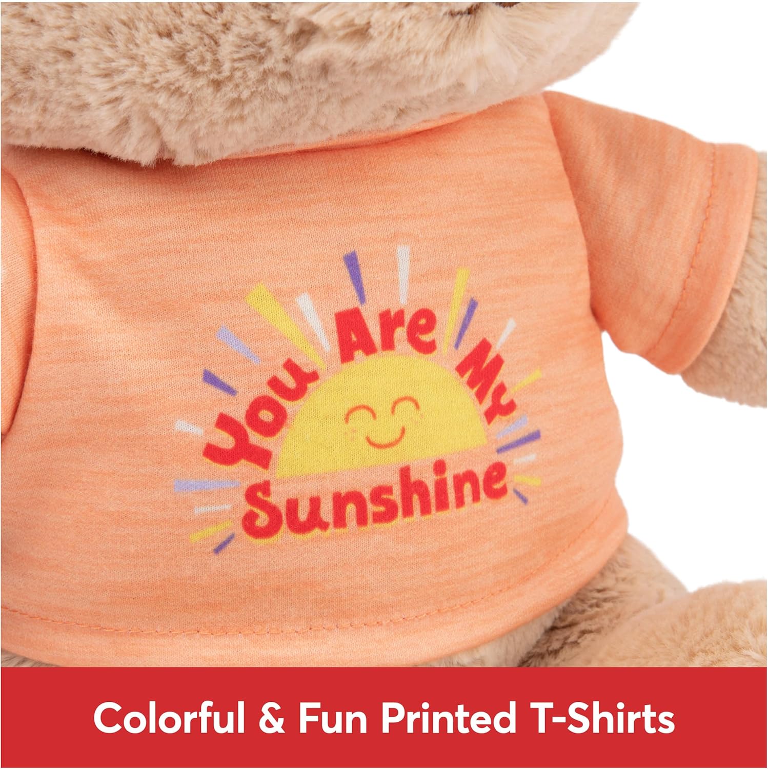 GUND Oso de mensaje sostenible “You are My Sunshine” con camiseta naranja, oso de peluche hecho de materiales 100% reciclados para edades de 1 año