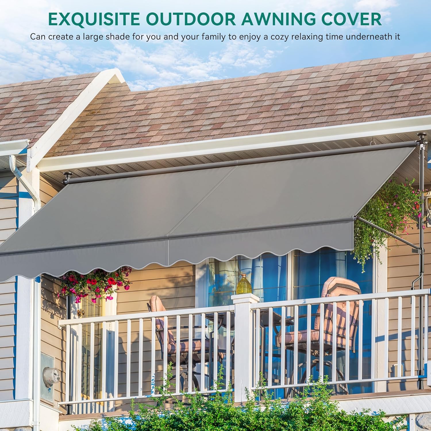 YITAHOME Toldo retráctil manual de 79 pulgadas, toldo para ventana con protección UV, toldo impermeable para patio, puertas, ventanas, cubiertas,
