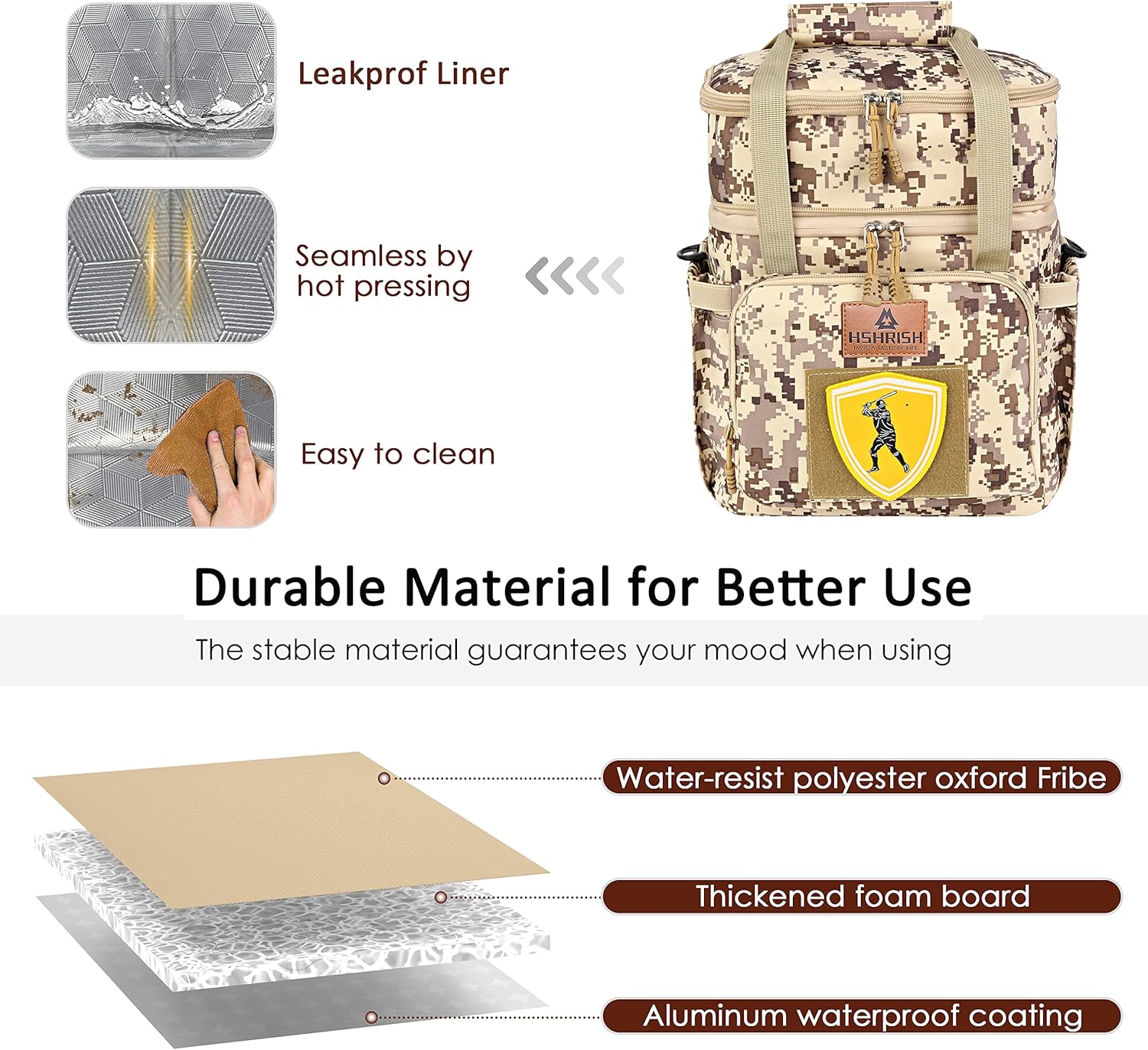 Lonchera táctica para hombres, gran bolsa de almuerzo con aislamiento expandible, duradera, impermeable, a prueba de fugas, para adultosviajes de