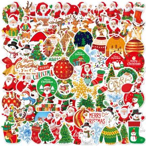 100 calcomanías de Navidad, Yelltale Merry Christmas Decoration, vinilo impermeable, Papá Noel, árbol de Navidad, muñeco de nieve, copos de nieve 100 calcomanías de Navidad, Yelltale Merry Christmas Decoration, vinilo impermeable, Papá Noel, árbol de Navidad, muñeco de nieve, copos de nieve