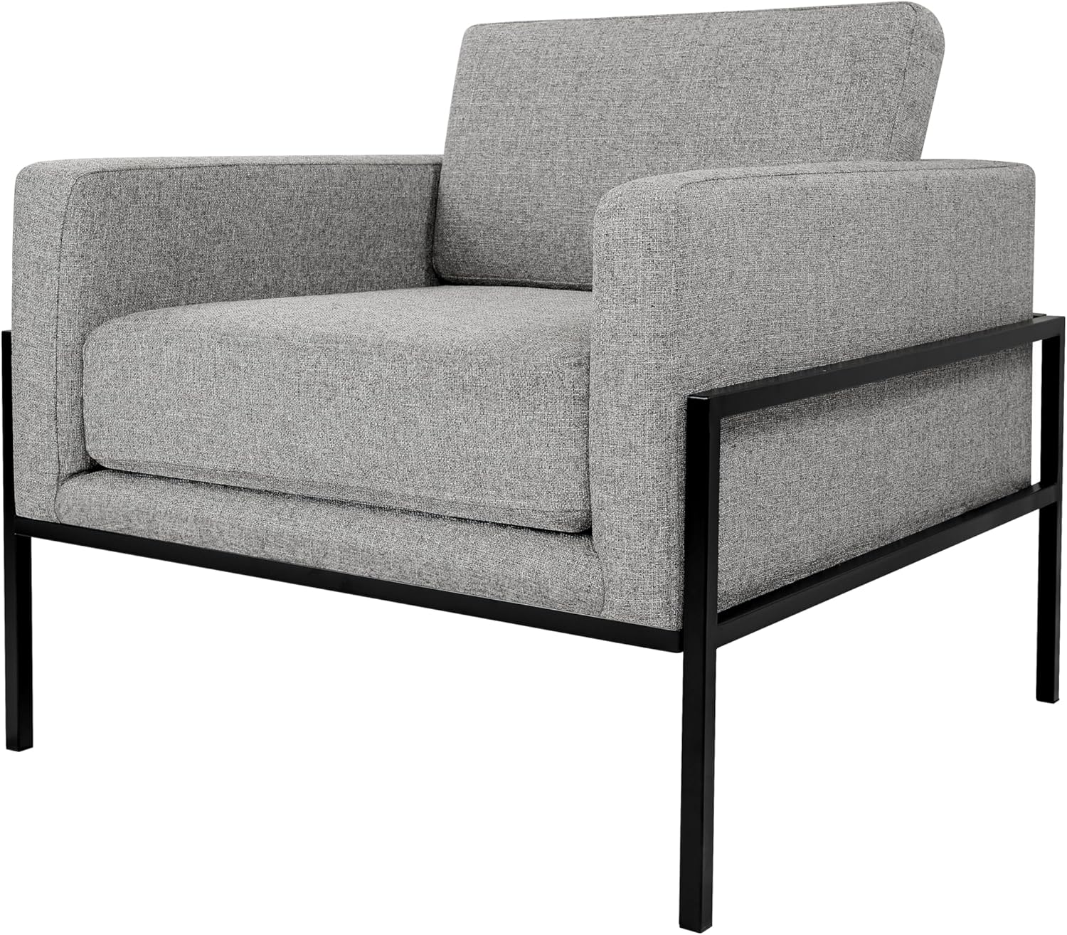 HomePop Silla decorativa moderna con marco de metal, decoración del hogar, sillas decorativas para sala de estar y dormitorio, tejido gris sostenible