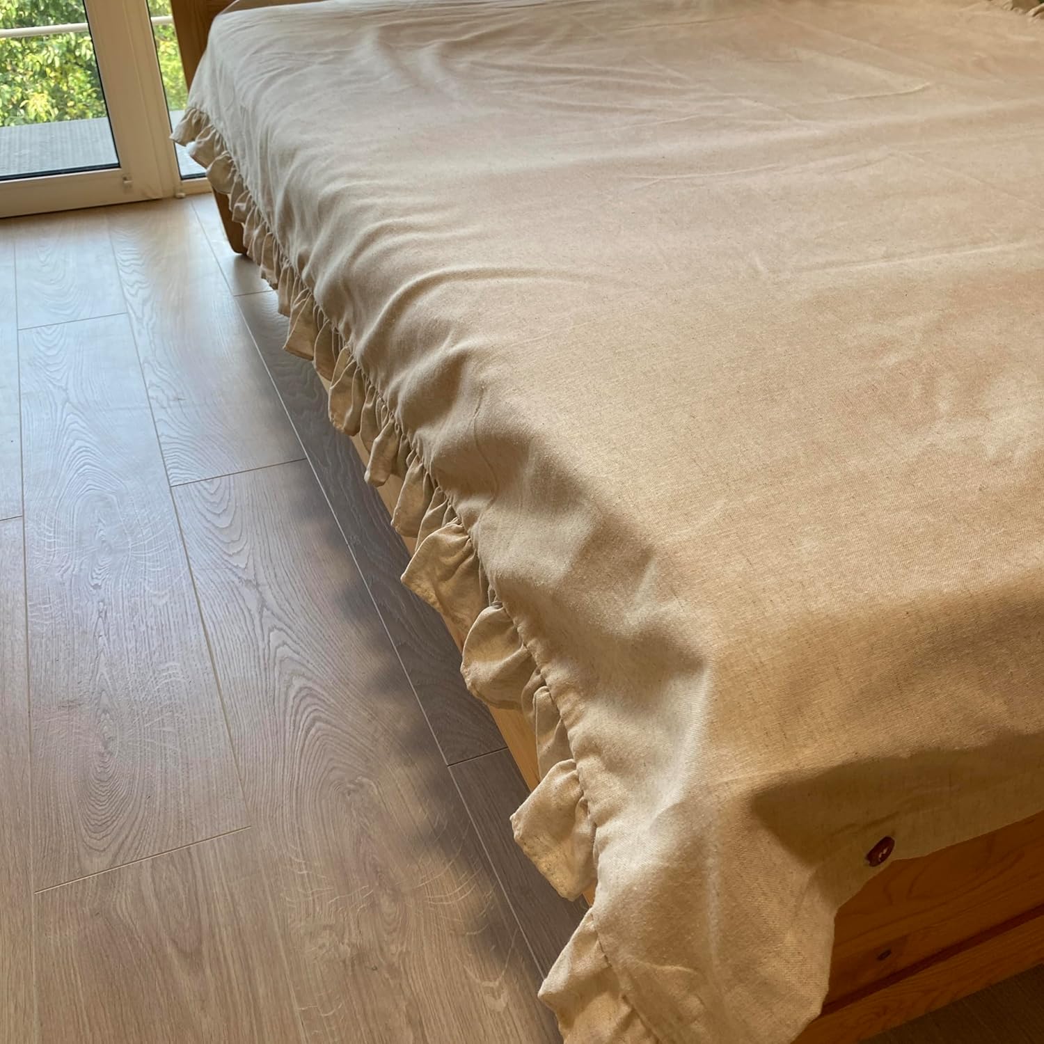 Hemp Duvet Cover with Ruffles 1pc – only Duvet Cover (US Double 80×80″)