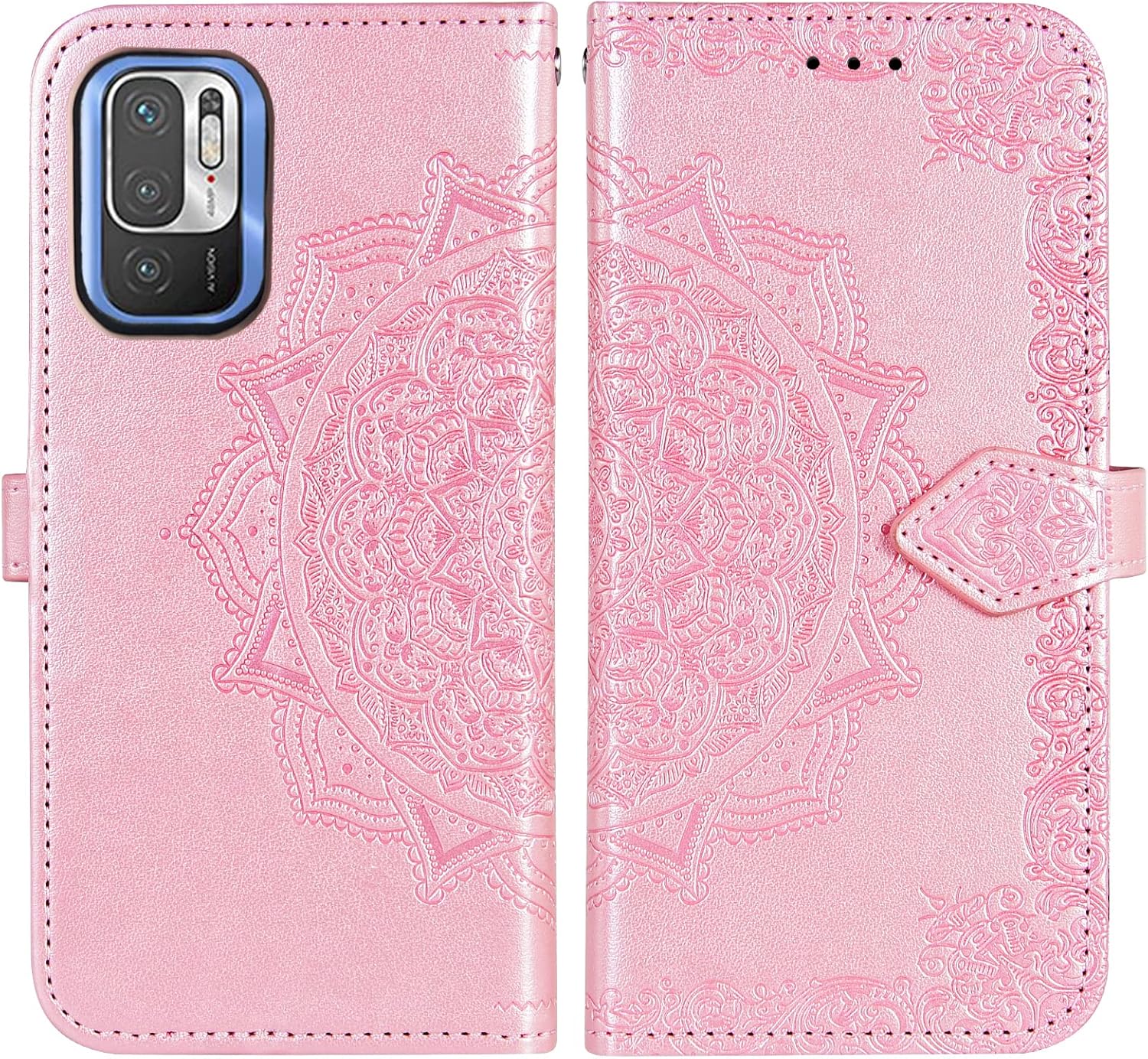 Asuwish Compatible con Xiaomi Redmi Note 10 5G Funda tipo cartera y protector de pantalla de vidrio templado, cubierta abatible, tarjetero,