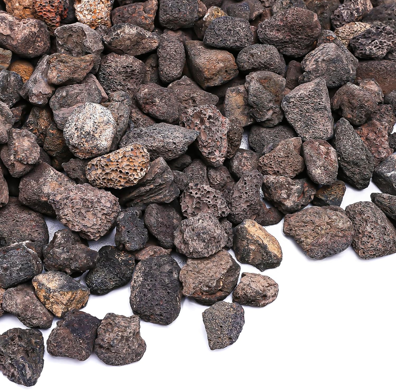 GRISUN Granules – Piedra de lava para pozo de ajuste, piedras de lava templadas naturales seguras de 1-3 pulgadas para chimenea, paisajismo, cuencos