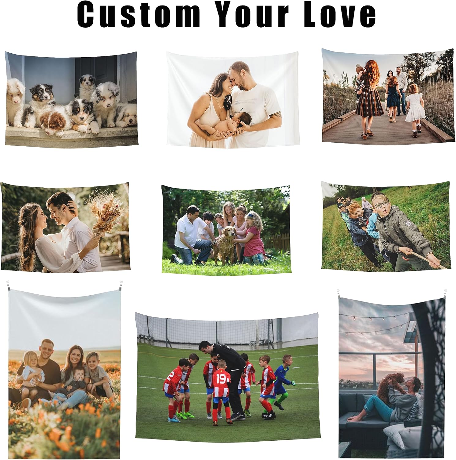 EAGSTS Tapiz personalizado para cargar imágenes con nombre, letreros, pancartas, tapiz de pared personalizado para dormitorio, Halloween, Navidad,