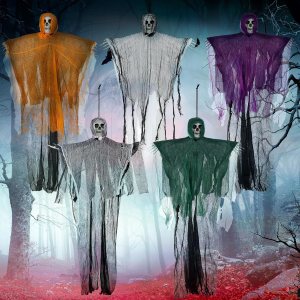 5 piezas de 35 pulgadas de Halloween colgantes de parca colgantes de esqueleto de Halloween, fantasmas, decoración de fantasmas colgantes, 5 piezas de 35 pulgadas de Halloween colgantes de parca colgantes de esqueleto de Halloween, fantasmas, decoración de fantasmas colgantes,