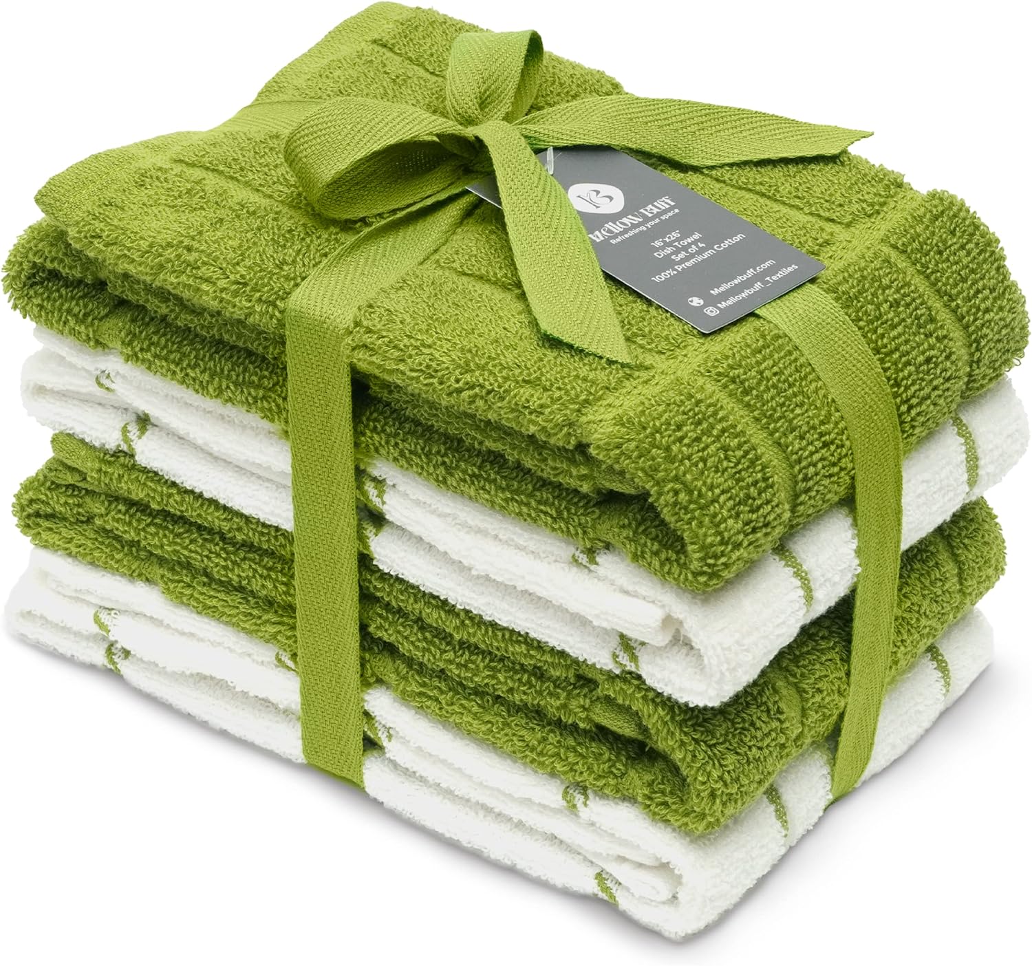 Mellow Buff Toallas de cocina de rizo 100% algodón, paquete de 4 unidades de 16 x 26 pulgadas, toallas de cocina súper suaves y absorbentes,
