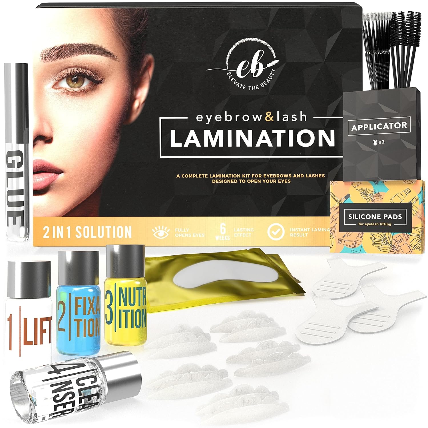 Kit de laminación de cejas y pestañas  Permanente DIY para pestañas y cejas  Levantamiento profesional para un aspecto de cejas más completo y
