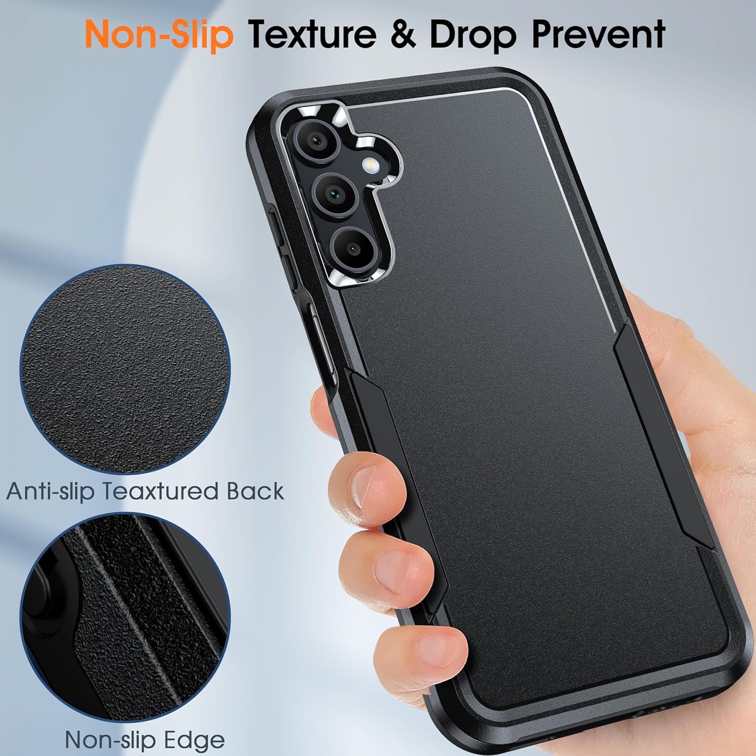 Oneagle Funda para Samsung Galaxy A15 5G, doble capa Galaxy A15 5G con 1 protector de pantalla de vidrio templado, protección militar de 15 pies,