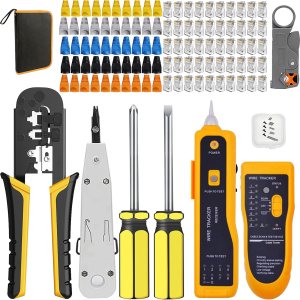 TAIWAIN CAT6 – Juego de reparación de herramientas de crimpado de red CAT5 con conectores RJ45 para RJ11RJ12, kit de pelacables de crimpado de red TAIWAIN CAT6 – Juego de reparación de herramientas de crimpado de red CAT5 con conectores RJ45 para RJ11RJ12, kit de pelacables de crimpado de red