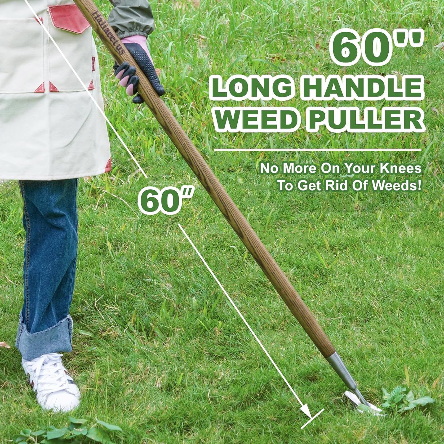 Seeding Widger, desbrozadora manual de acero inoxidable de 60 pulgadas con buen apalancamiento para tirar fácilmente de malezas grandes, extractor