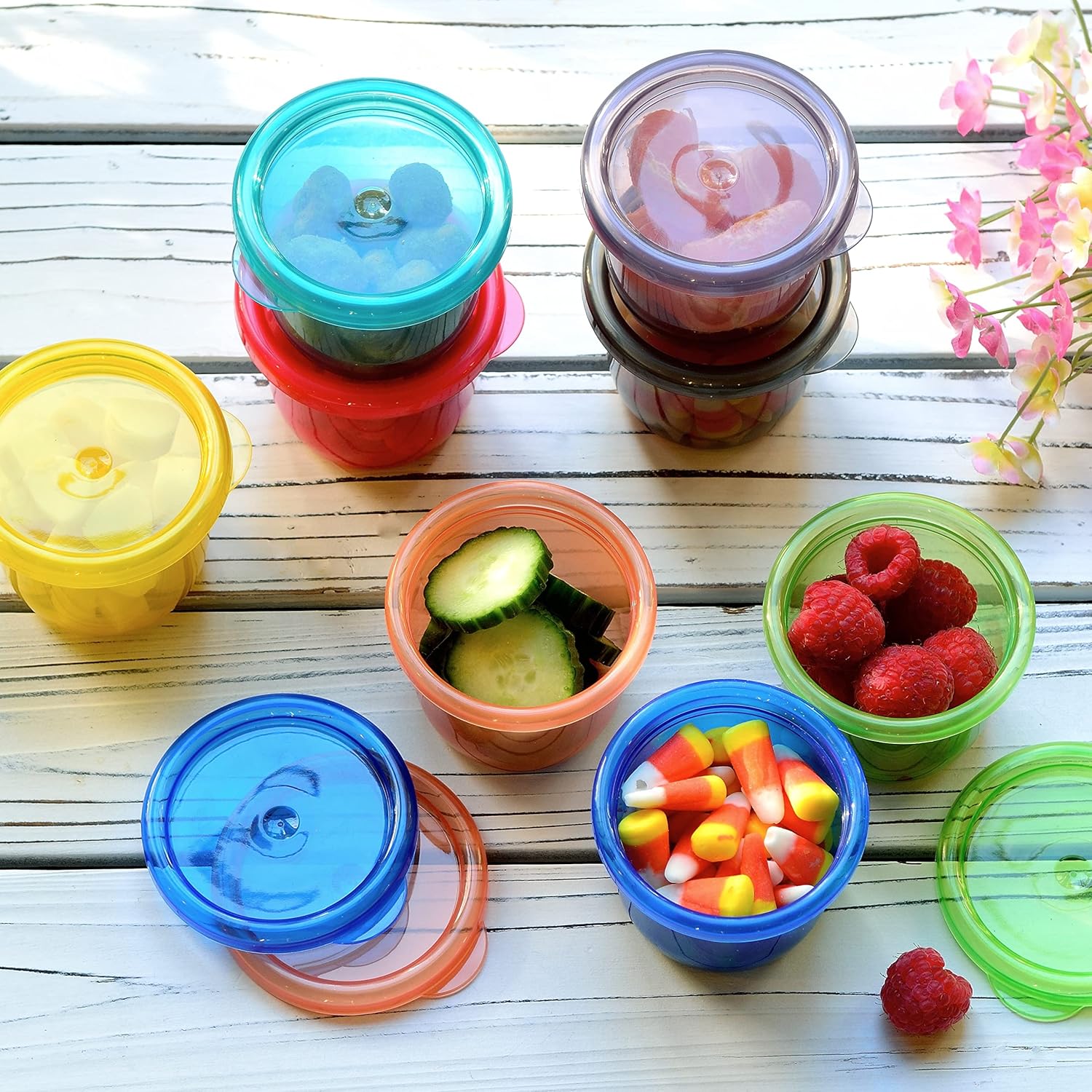 Youngever 9 juegos de almacenamiento de alimentos para bebés, recipientes de plástico para alimentos para bebés (4 onzas)
