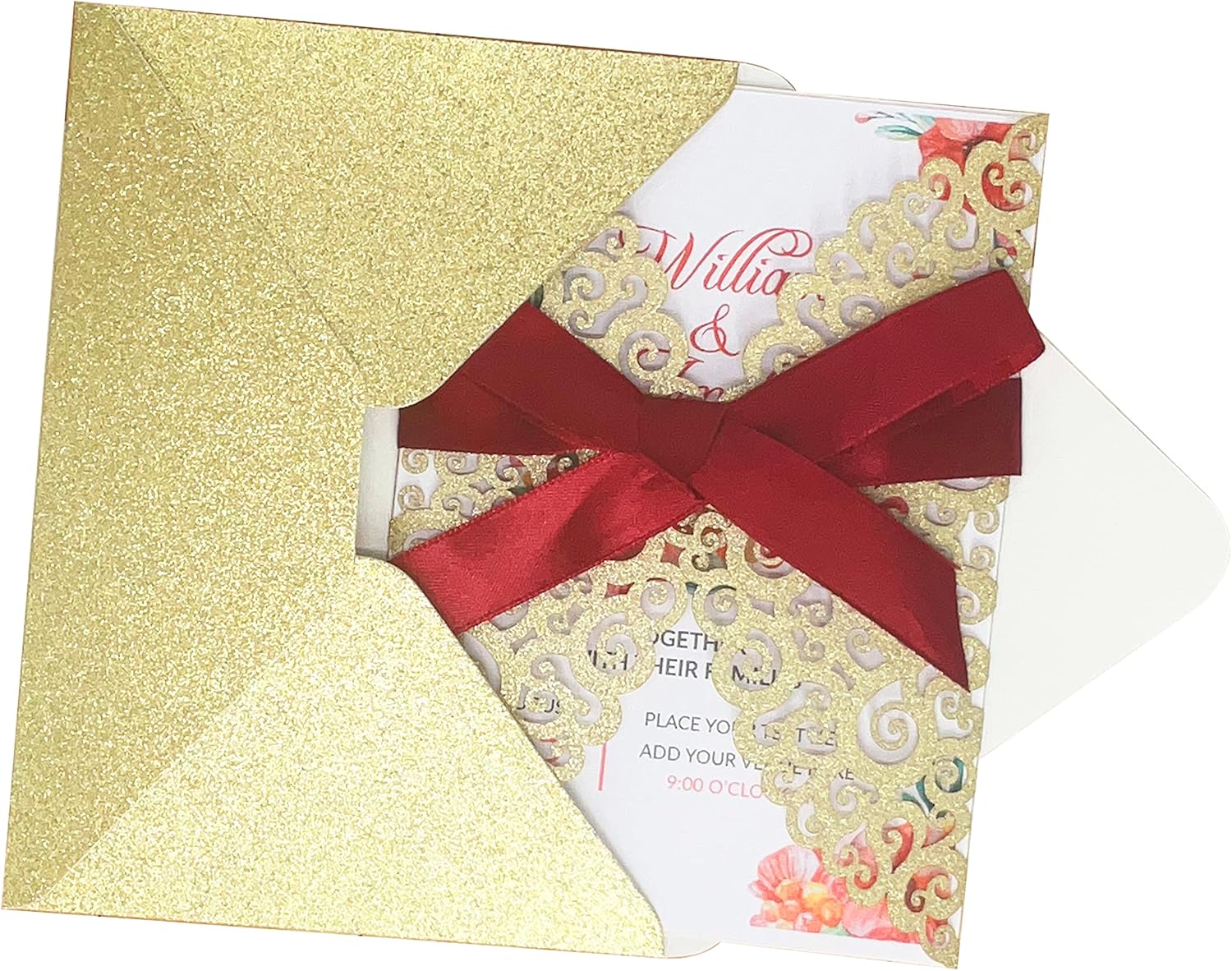 Juego de tarjetas vintage de dibujos animados dorados para personas navideñas, 25 tarjetas cortadas con láser con sobres y cintas