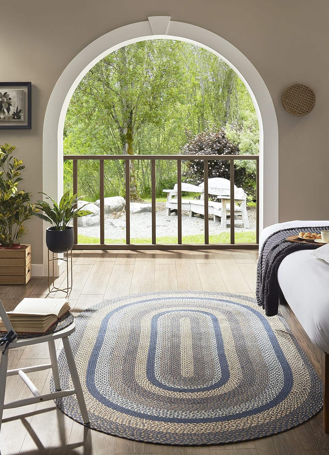 IHF Home Decor  Colección Denim Premium Trenzado  Estilo primitivo, rústico, campestre, rústico  Yutealgodón  30 días sin riesgo  Alfombra de