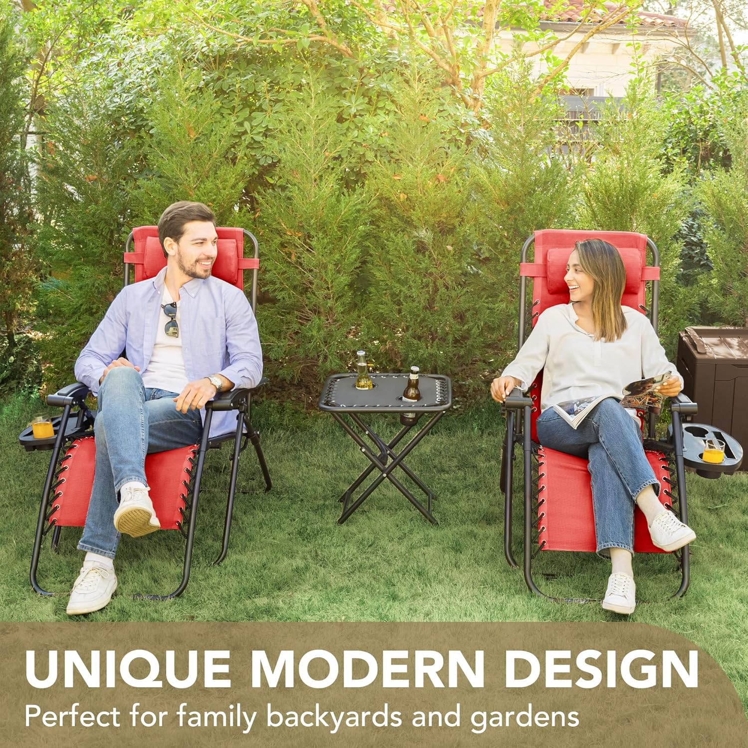 Devoko Patio Zero Gravity – Silla plegable para exteriores, sillas reclinables ajustables para el lado de la piscina, con silla de césped con
