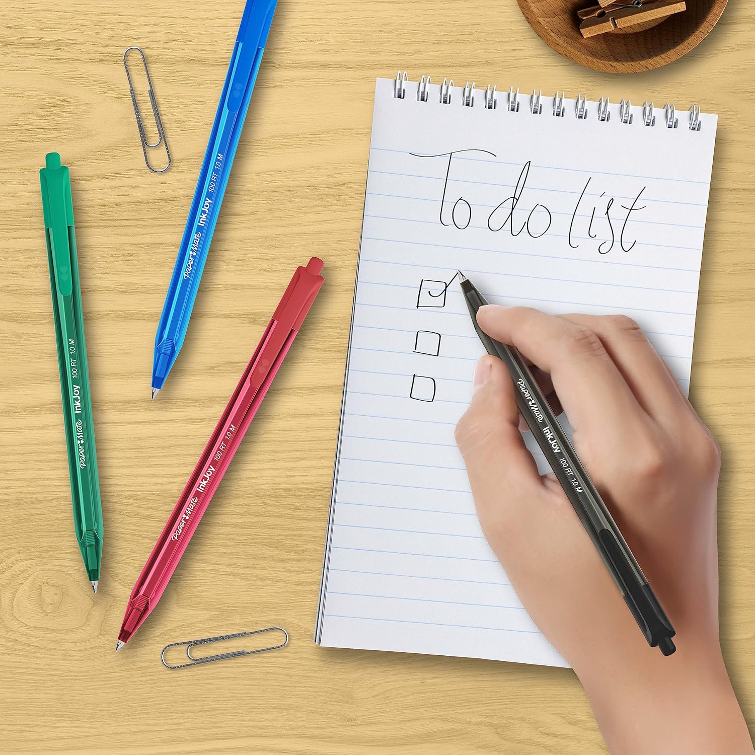Paper Mate InkJoy 100RT – Bolígrafos retráctiles, punta media (0.039 pulgadas), color negro, 20 unidades