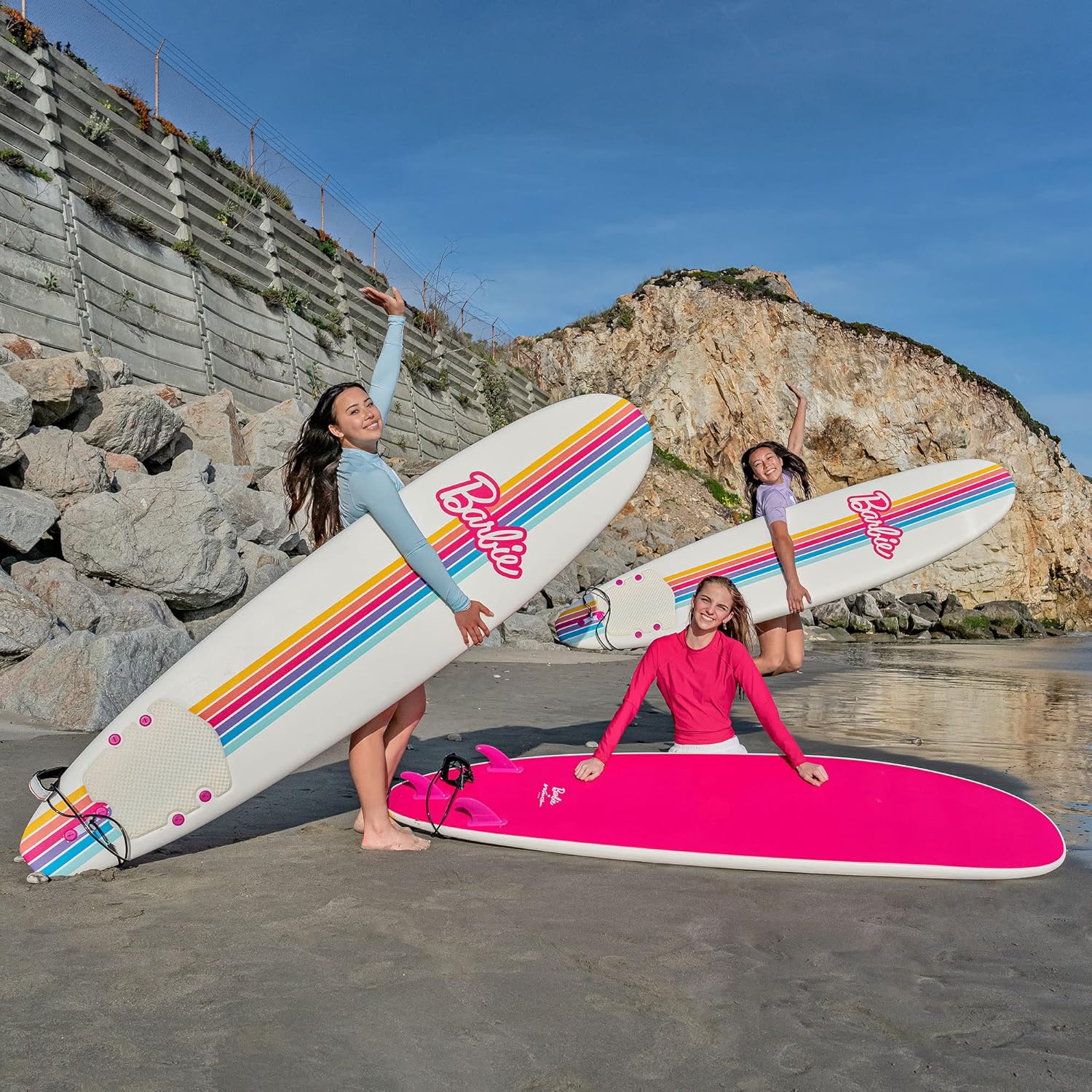 Barbie Signature – Tabla de surf de 8 pies de Wavestorm  Cubierta superior gráfica con parte inferior lisa de alta densidad  para niños y adultos