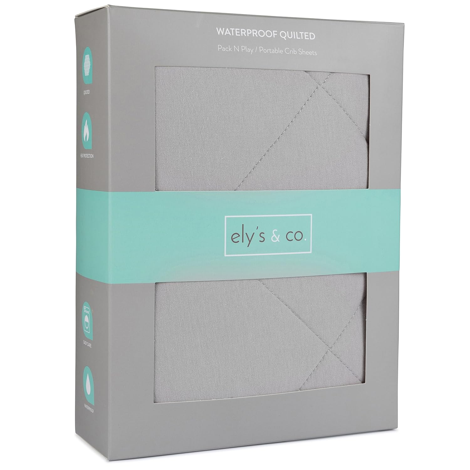Ely’s & Co. Sábana acolchada de algodón impermeable pendiente de patente  Sábana para cuna pequeña  Funda de colchón todo en uno y sábana acogedora,