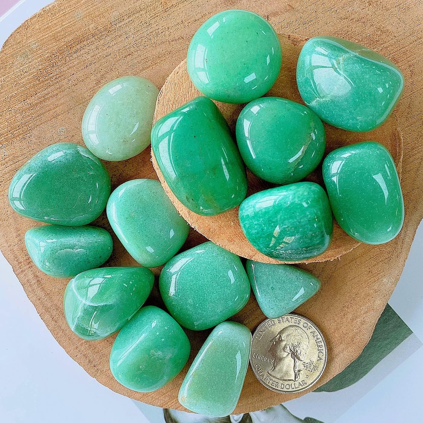 QINJIEJIE Piedras pulidas de aventurina verde de 0.9 libras, piedras preciosas a granel de 0.6 a 1 pulgada, piedra irregular, cristal curativo de