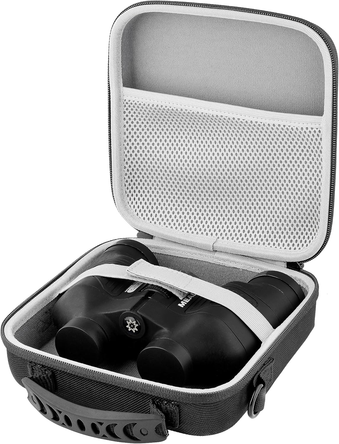 Funda para binoculares con funda rígida de EVA resistente al agua (7 x 7 x 2.5 pulgadas), asa de transporte y correa de transporte para senderismo,
