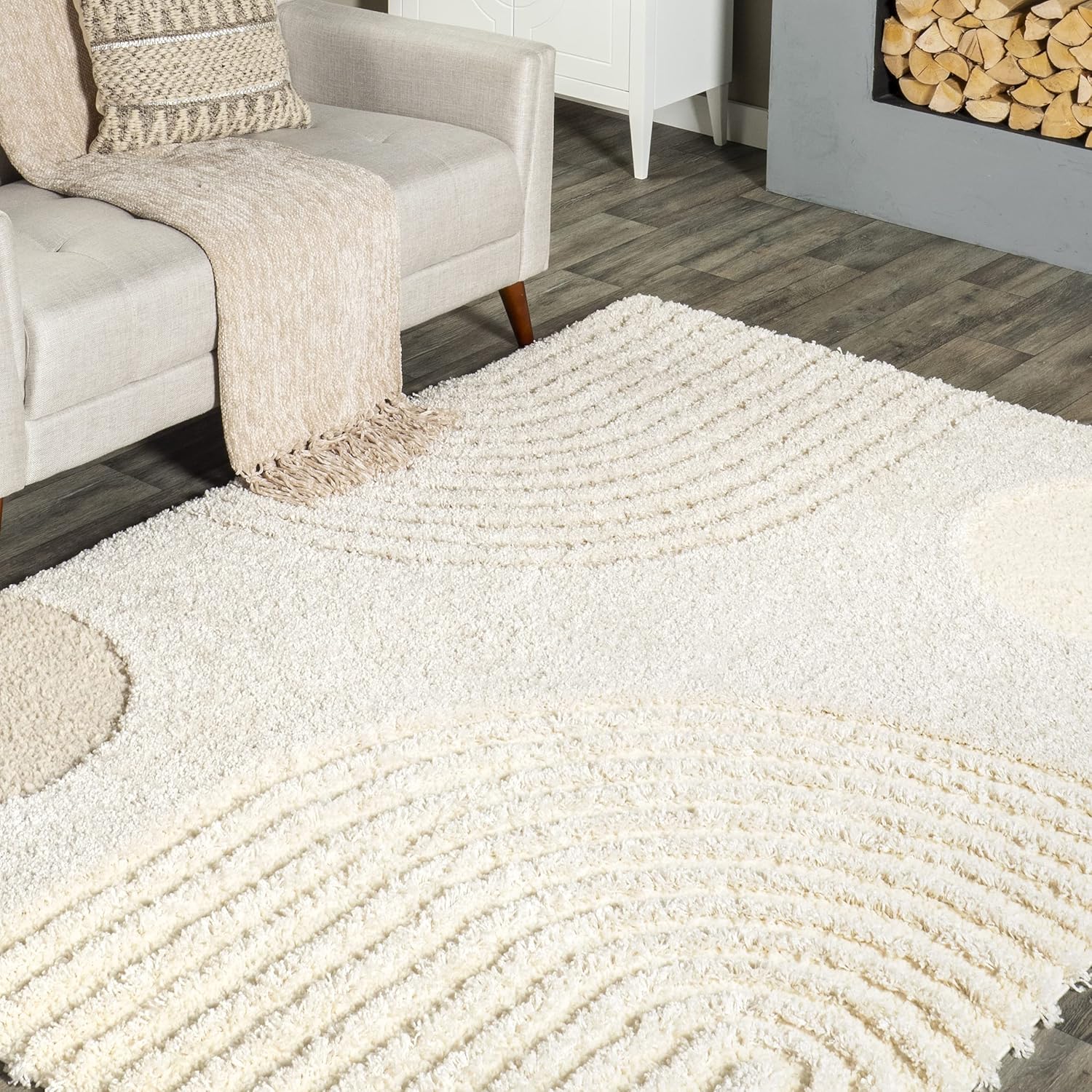 nuLOOM Gloria – Alfombra abstracta de pelo, 3 x 5, beige