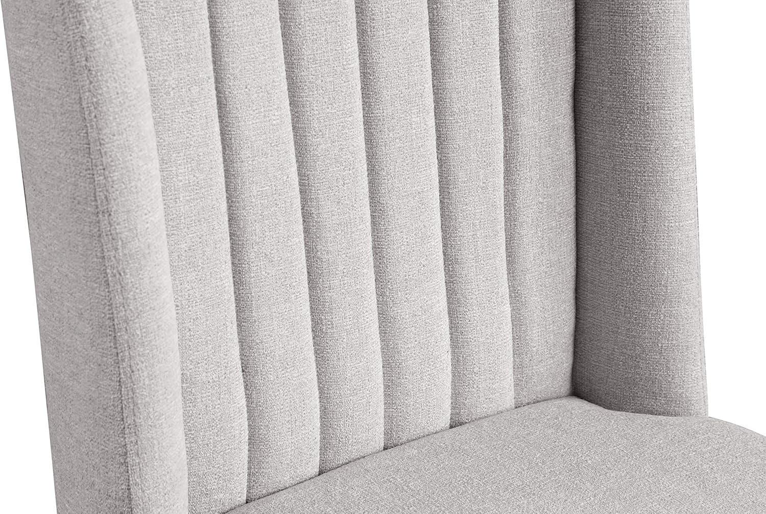 Meridian Furniture Eleanor Collection Modern – Silla de comedor tapizada de lino contemporáneo con respaldo de ala copetuda y patas doradas