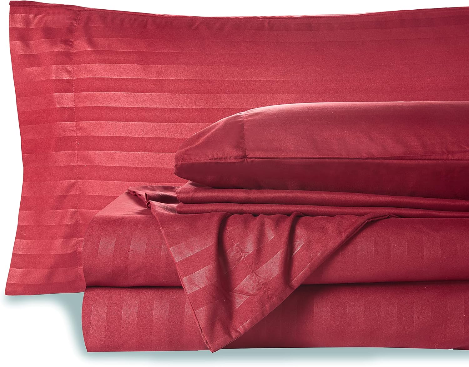 Mocassi Cali King Stripe – Juego de sábanas y fundas de almohada de lujo de hotel de 1800  Premier, sábanas ultrasuaves, transpirables y