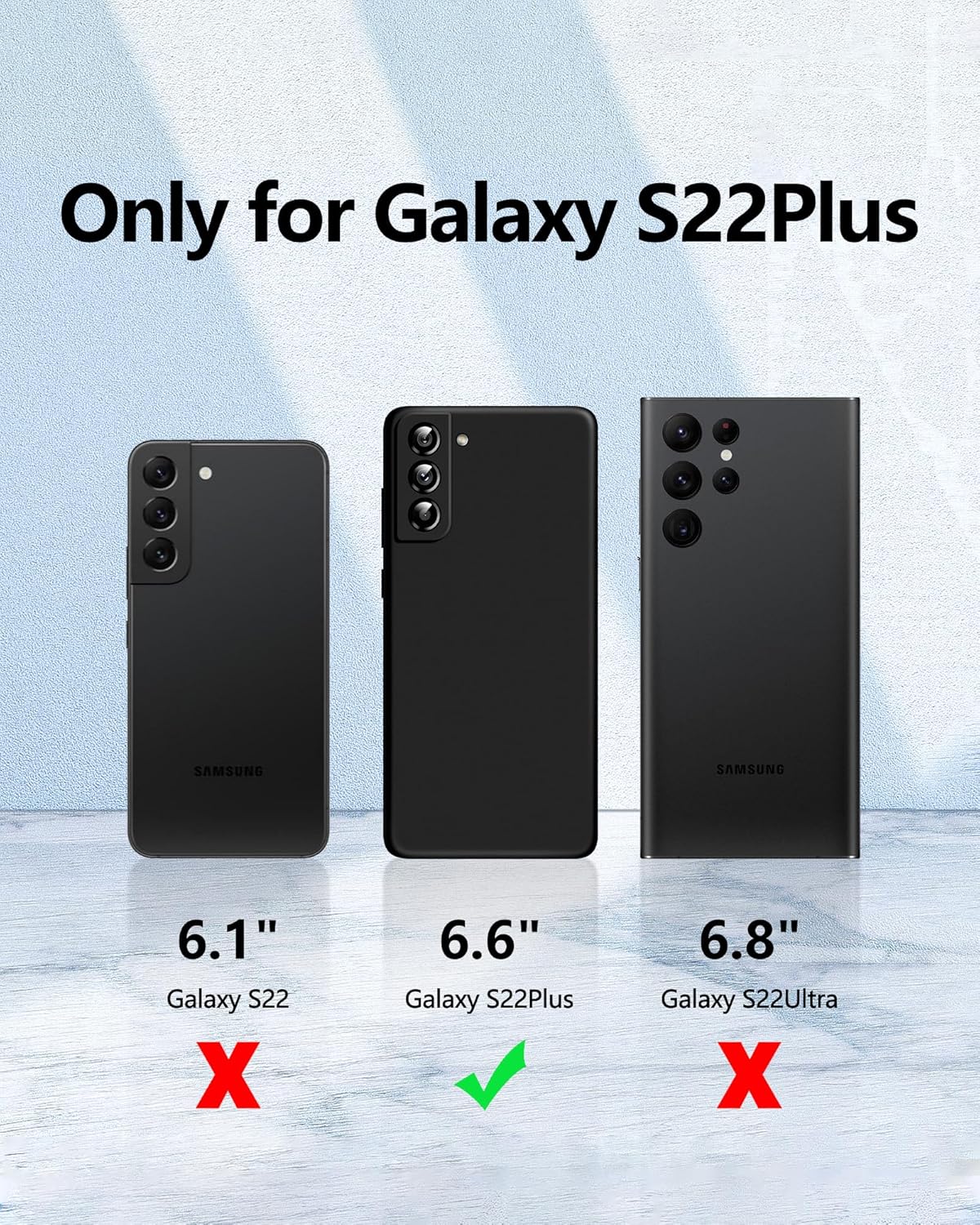 Dssairo Funda 3 en 1 para Samsung Galaxy S22 Plus, con protección completa de la cámara, silicona líquida delgada a prueba de golpes funda