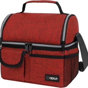 Opux – Bolsa de almuerzo aislada de doble compartimento para hombres y mujeres  Bolsa de almuerzo reutilizable con correa para el hombro, forro Opux – Bolsa de almuerzo aislada de doble compartimento para hombres y mujeres  Bolsa de almuerzo reutilizable con correa para el hombro, forro