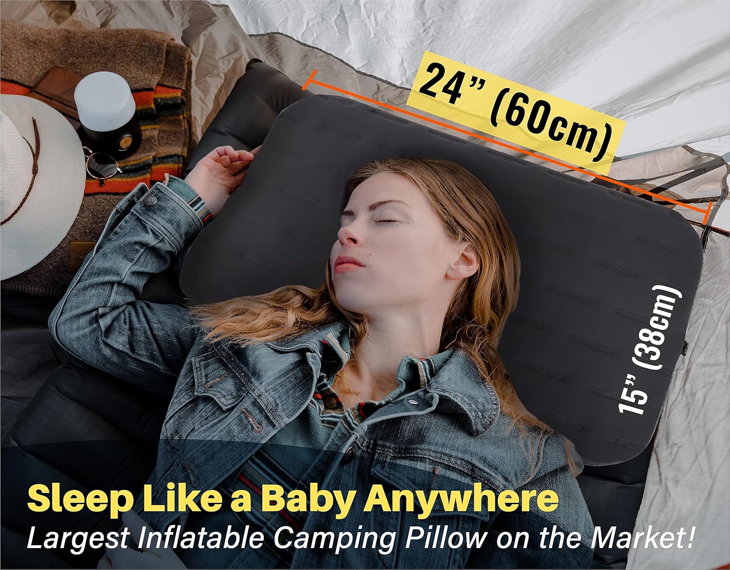 TREKOLOGY Almohada inflable grande para camping, almohada inflable para camping, almohada inflable de aire, almohada de camping para dormir,
