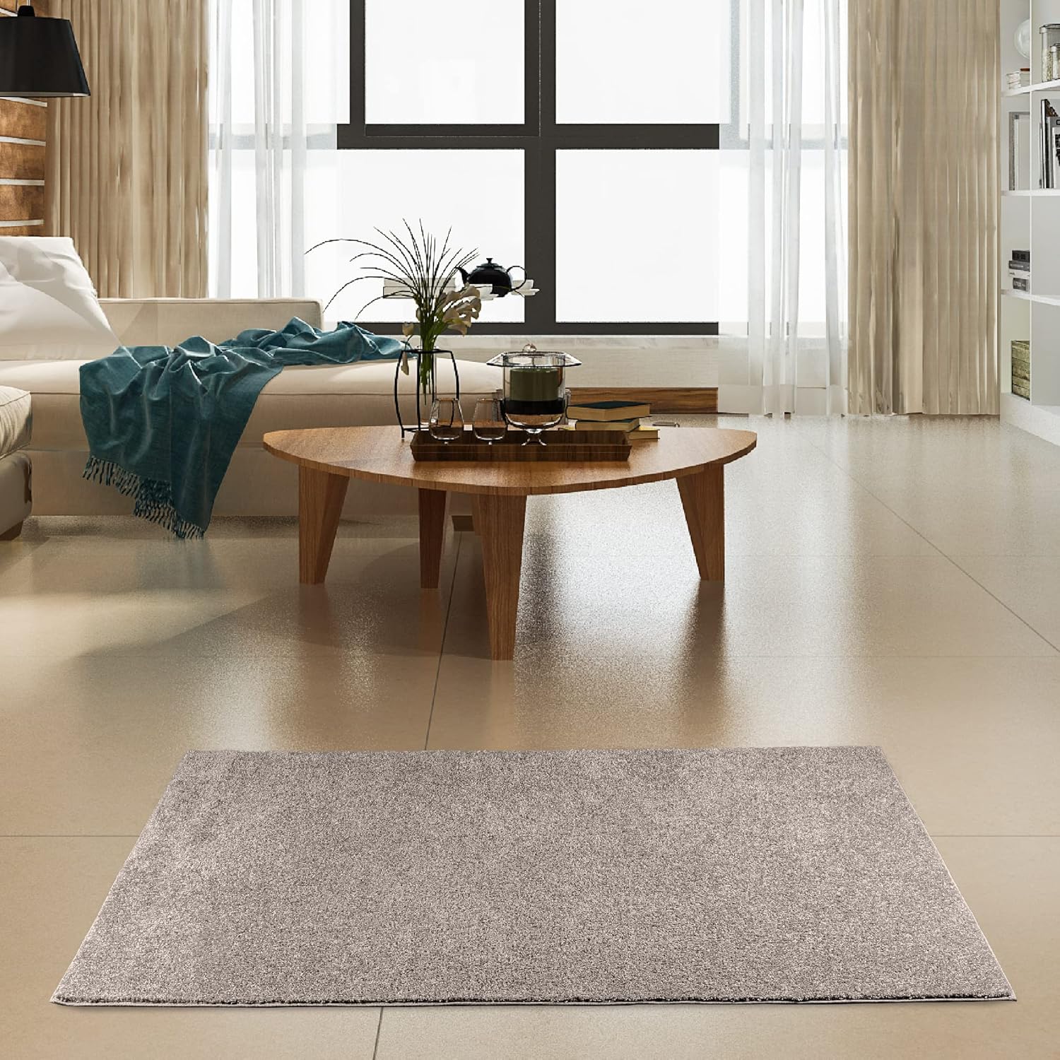 Alfombrilla de color liso, de felpa, moderna, alfombra adecuada para los niños y mascotas Fabricada en EE.UU., forma rectangular, alfombrilla ideal