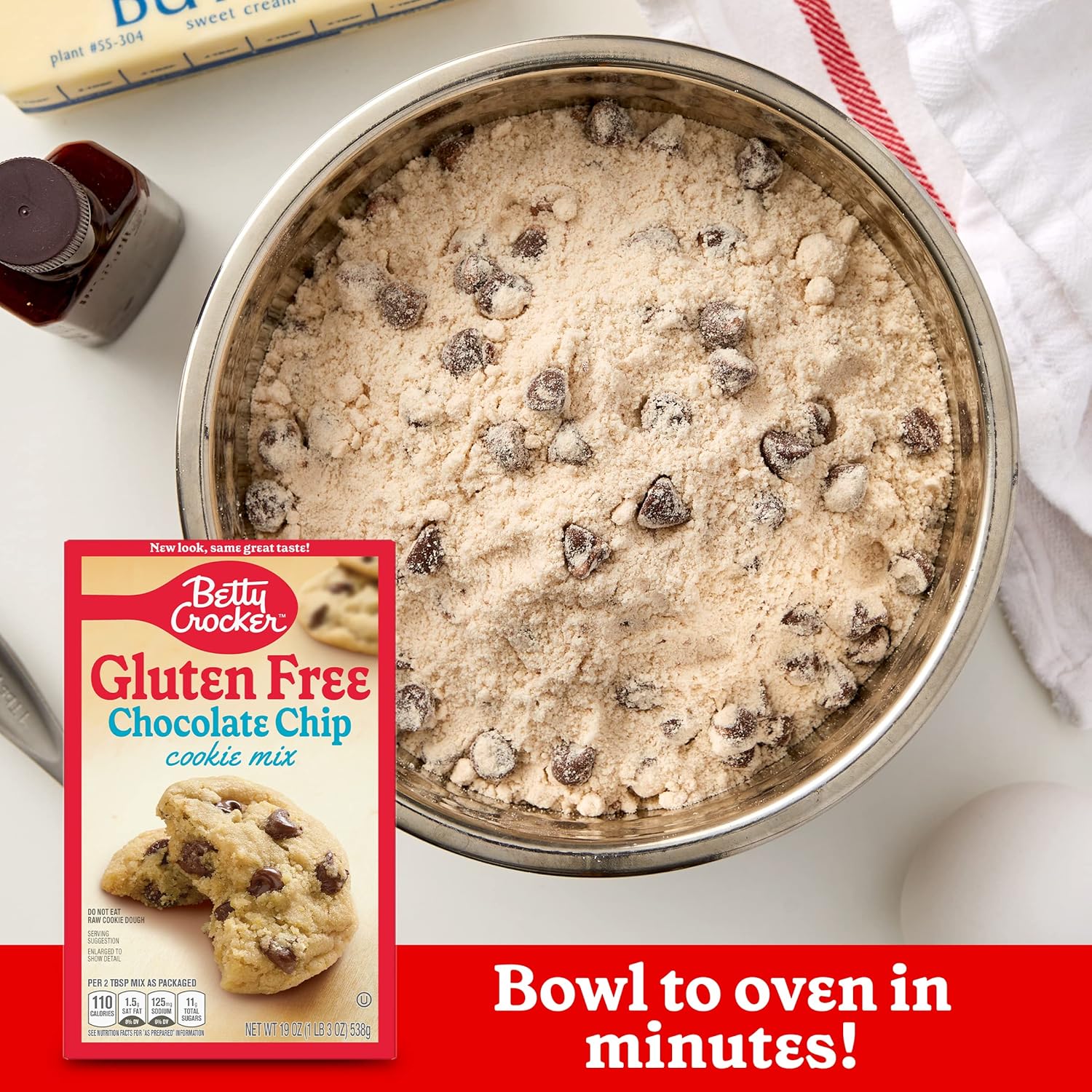 Betty Crocker Mezcla de galletas con chispas de chocolate sin gluten, 19 onzas (paquete de 6)