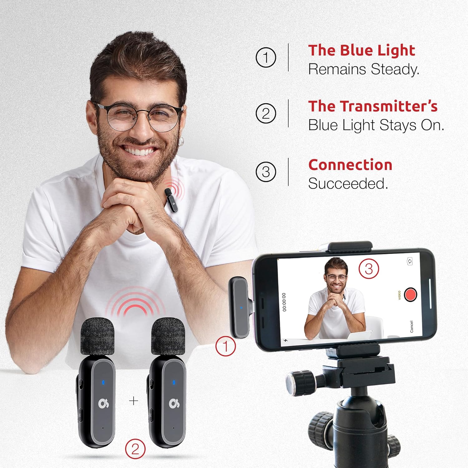 Micrófono Lavalier inalámbrico dual para iPhone y Android, el mejor micrófono de solapa para grabación de video, YouTube, TikTok, IG, podcasts y
