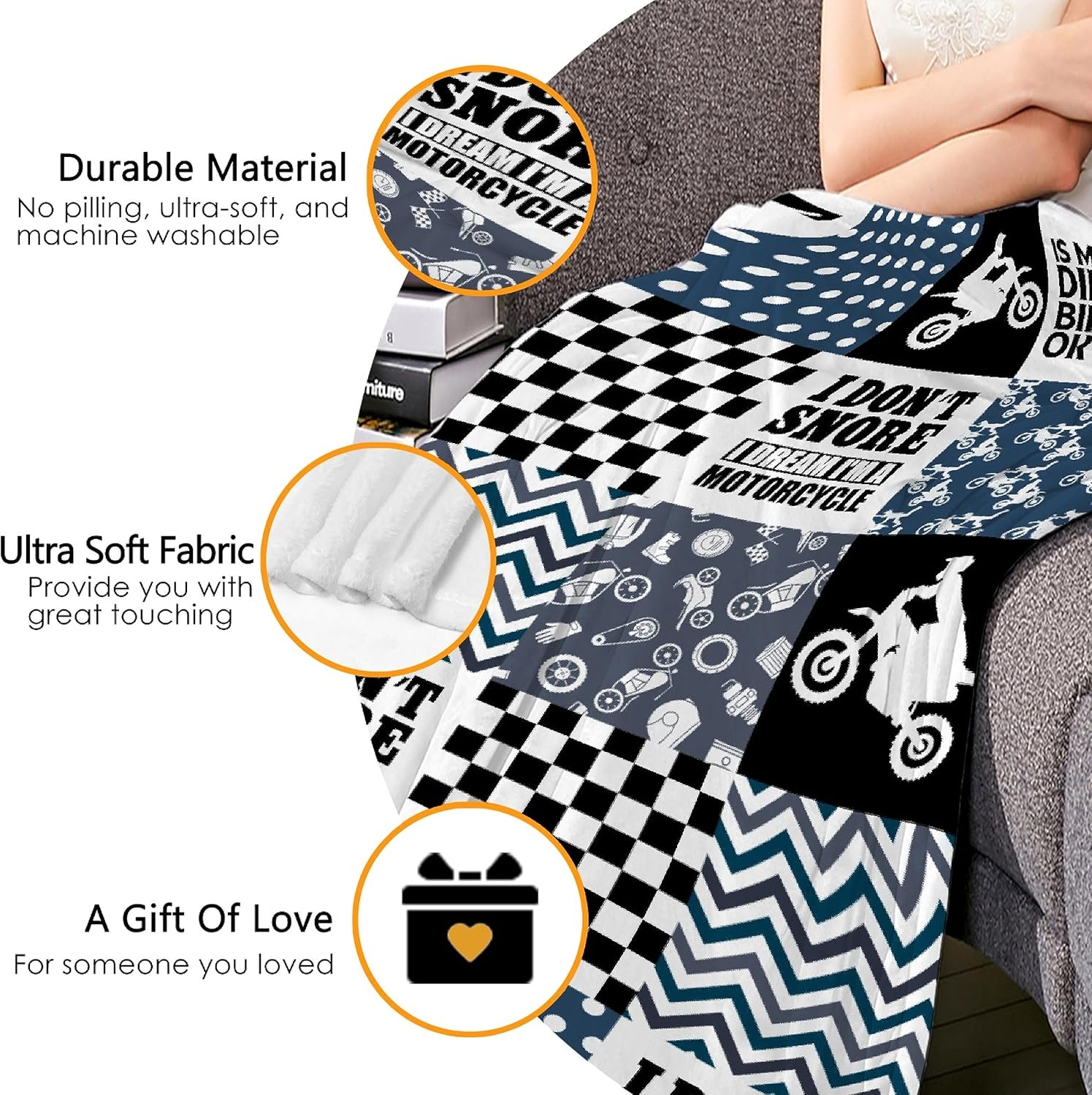 Manta suave y acogedora para motocicleta, regalos para niños pequeños, mujeres y hombres, amantes de los deportes extremos, manta de motociclista