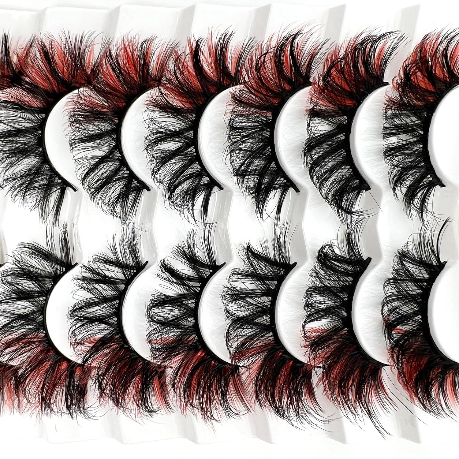 Pestañas de colores visón D Curl Color Rojo Pestañas Tira de 0.787 in3D Mink Pestañas paquete de pestañas postizas Wispy Dramatic Long Colorful
