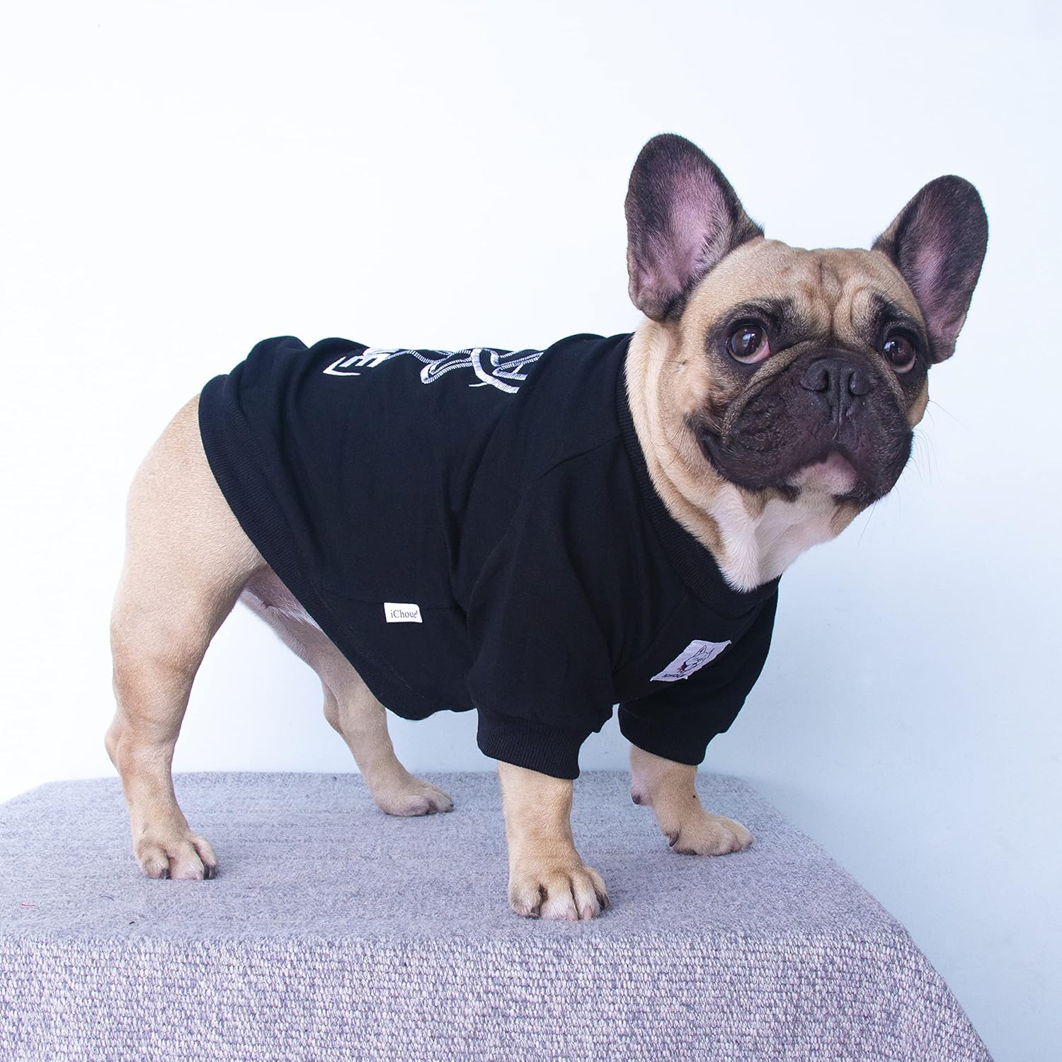 iChoue Sudadera de Bulldog Francés Bordado Ropa para Perro para Pug Frenchie Inglés Amarican Pitbull Boston Terrier – NegroMediano