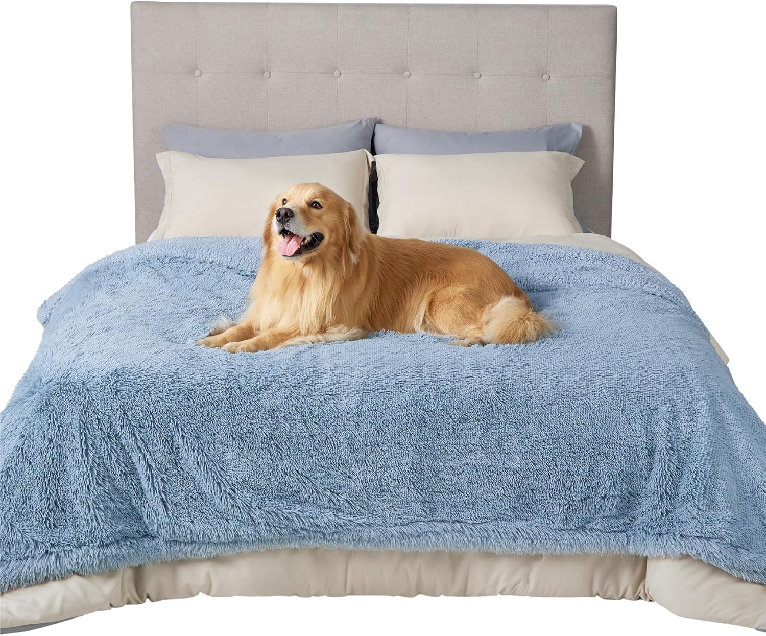Bedsure Mantas impermeables para perros grandes  Manta calmante de gatos para cama, protector lavable, manta larga de piel sintética para cachorros,