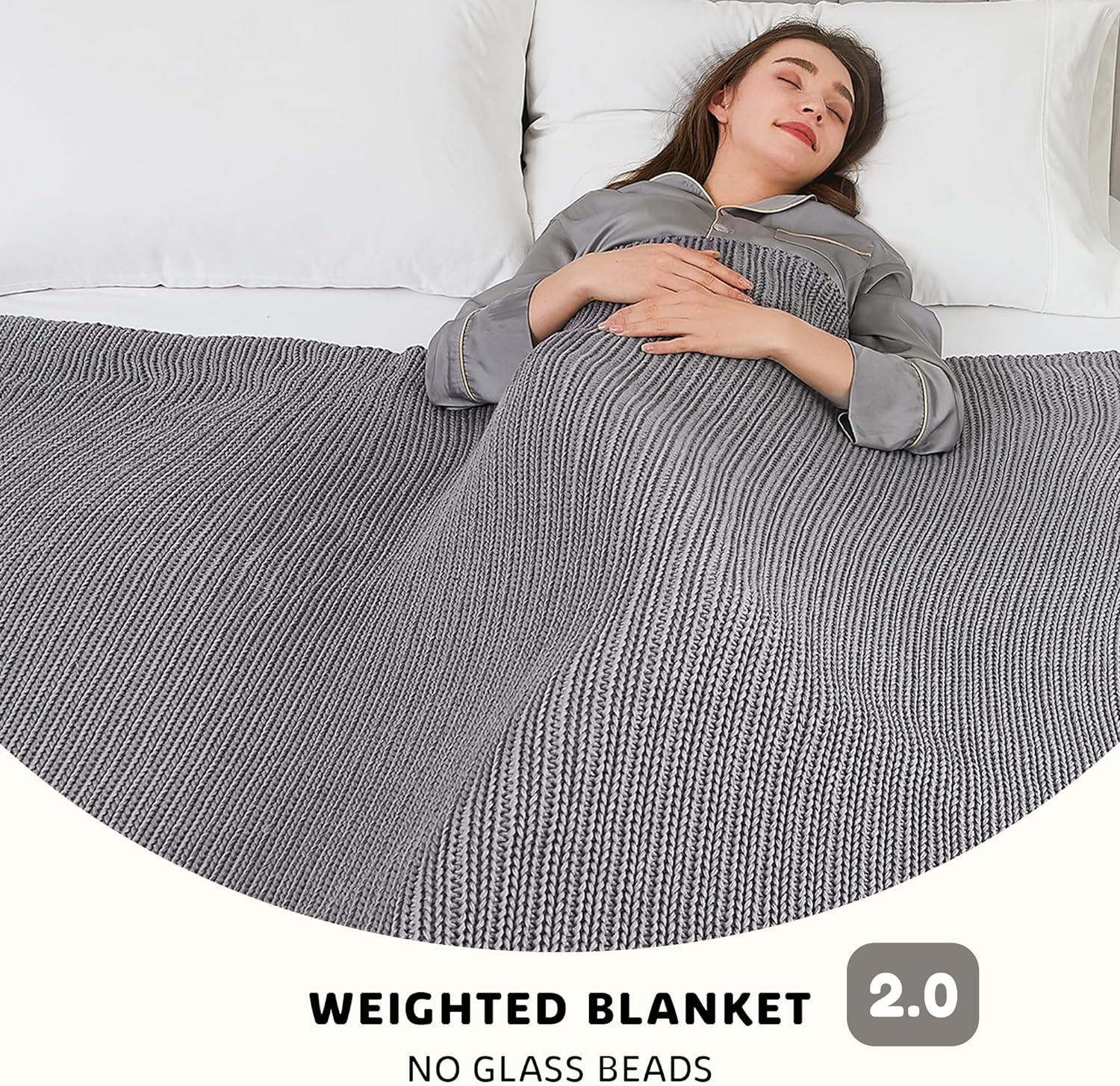 L’AGRATY Manta de punto con peso, 48 x 72 pulgadas, 20 libras, manta pesada de punto grueso refrescante para adultos, manta de ganchillo trenzado,