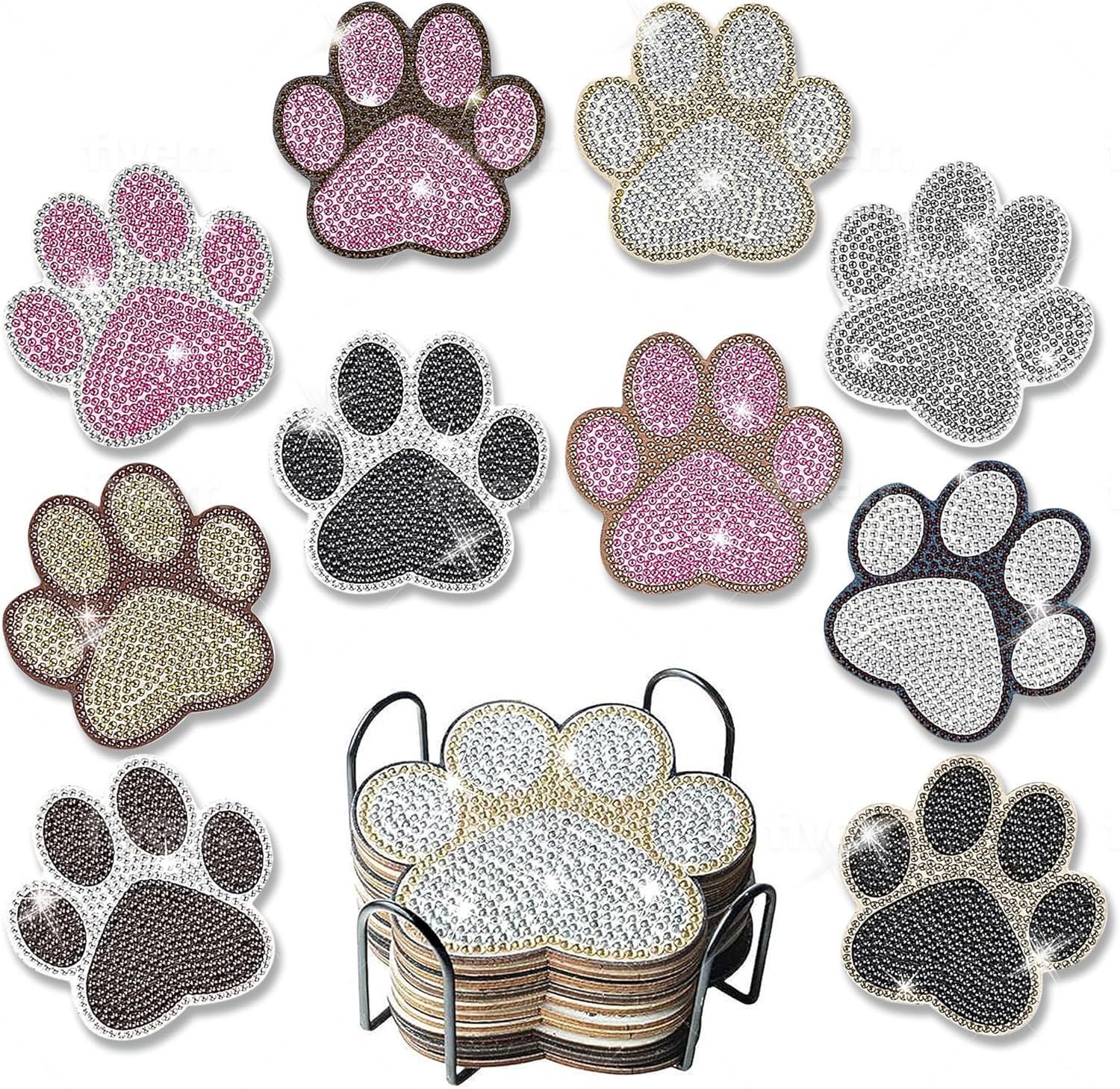 10 posavasos de pintura de diamantes  Posavasos de arte de diamante  Pintura de diamante de pata de perro  Regalo perfecto para amantes de perros,